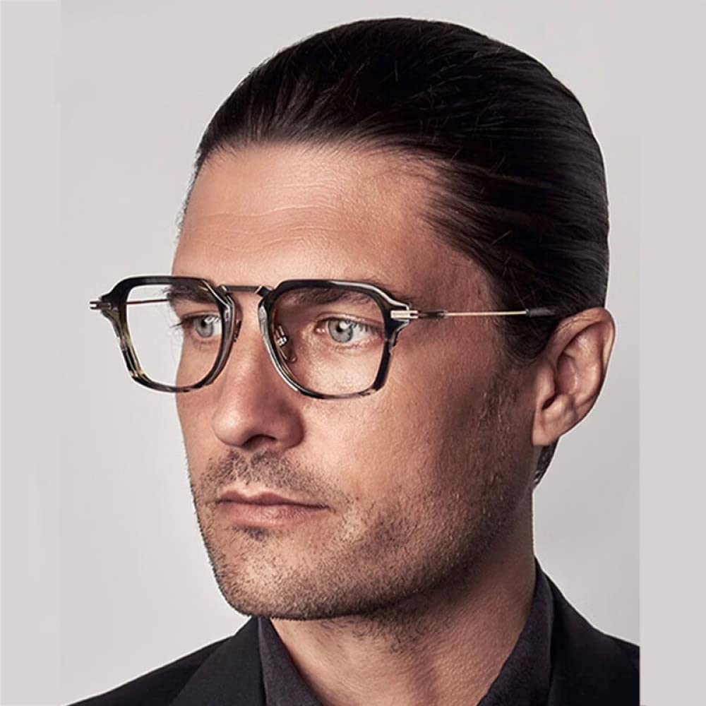 Modne modne męskie oprawki do okularów Czysty octan tytanu Retro Okulary blokujące niebieskie światło Ręcznie robione okulary designerskie, blokujące niebieskie światło, czarne, niebieskie