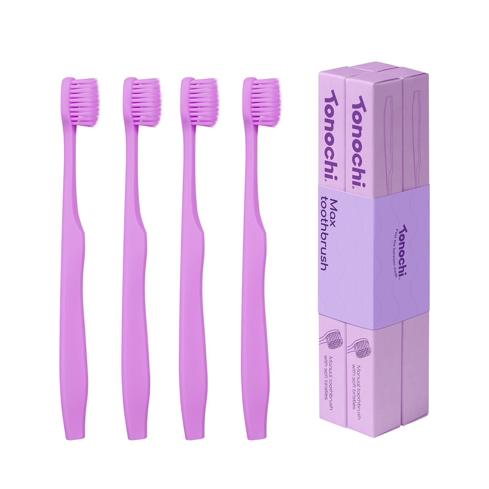 Extra Soft Bristle Toothbrushes for Adults, 4-Pack, Lavender
