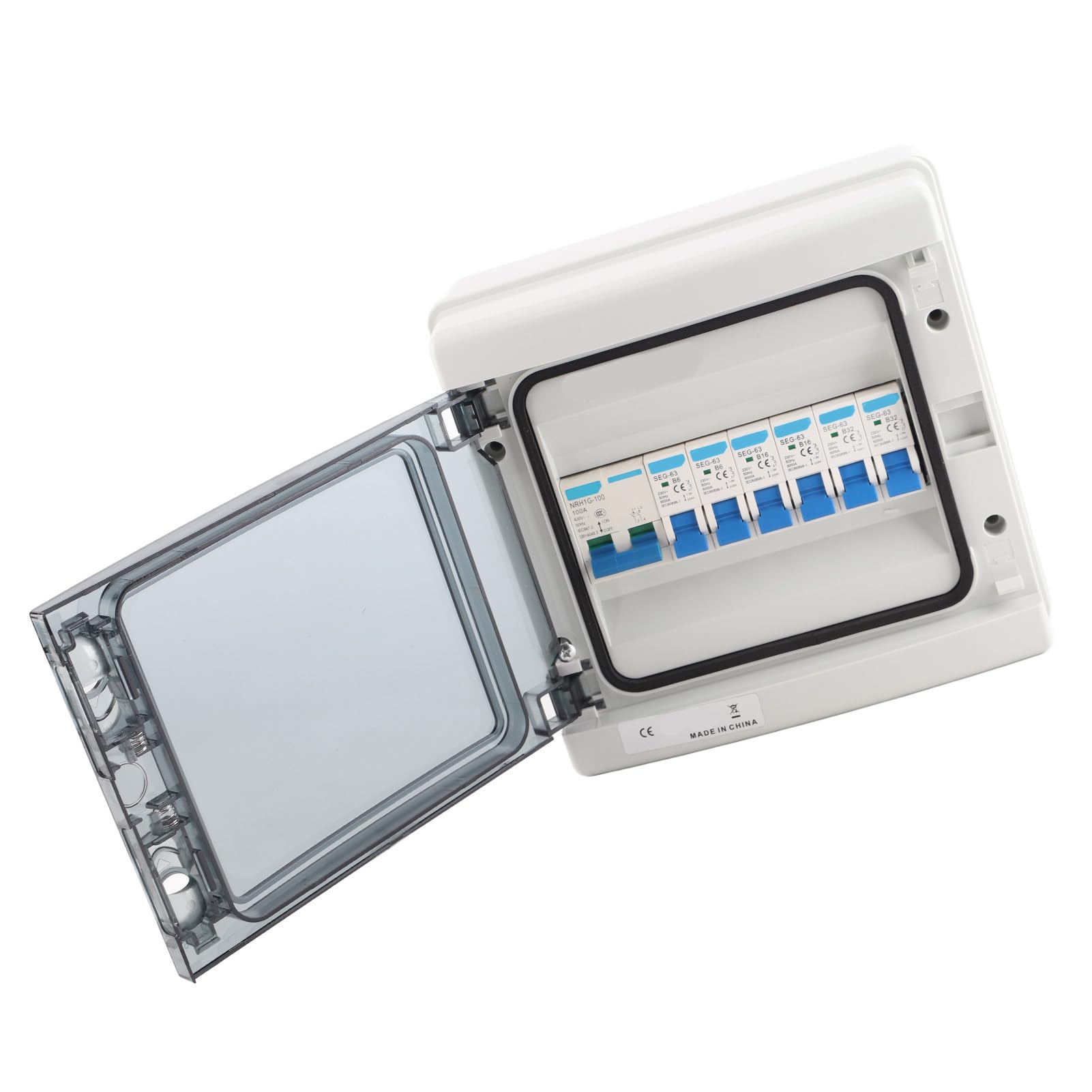 TOPINCN 6 MCB -Verteilungsbox (2xb6a + 2xb16a + 2xb32a) Hauptschalter 100A 6 EU -Routen Elektrische Sicherheit für Externe Verwendung ABS + PC Caravans