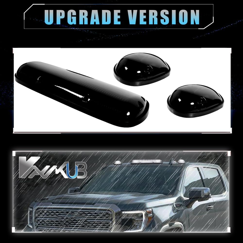 3 PCS Smoked Lens LED Cab Lights for Silverado/Sierra 1500 1500HD 2500 2500HD 3500 2002-2007 Truck, White 30 LED Roof Running Top Lights for Chevy 2500HD, White