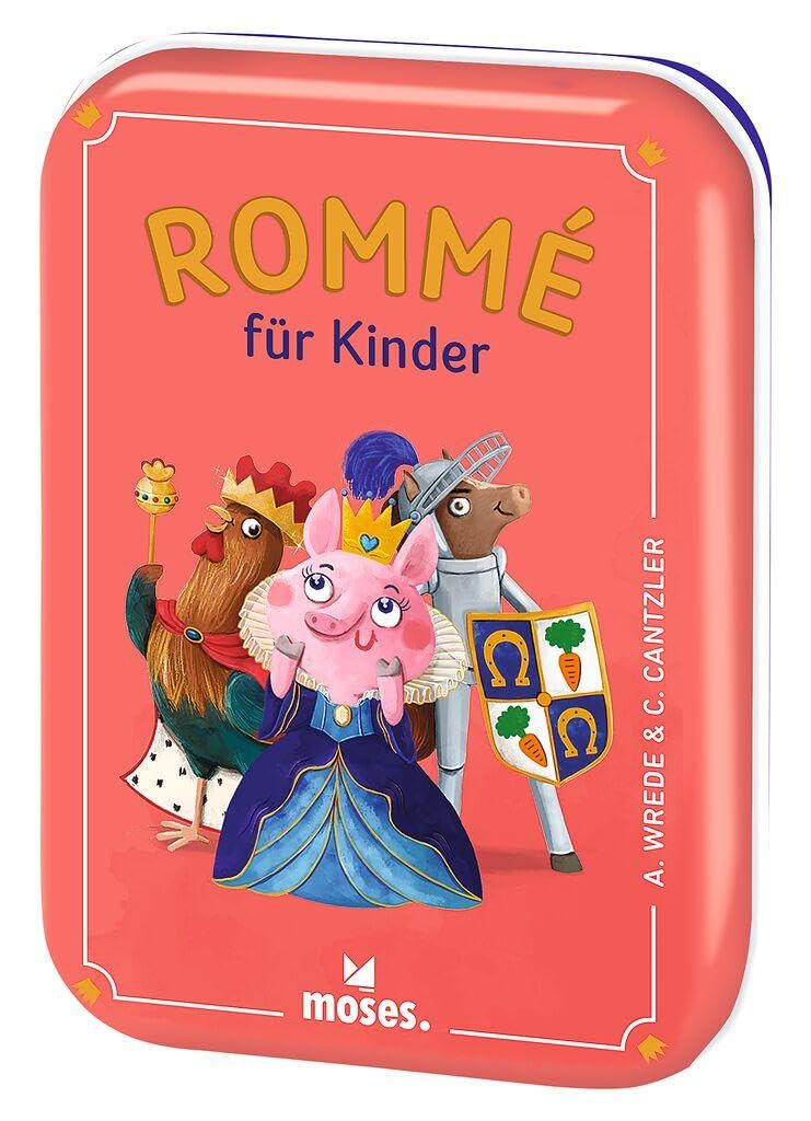 Moses. Rommé für Kinder, kinderleichtes Kartenspiel mit Würfelaugen-Zählweise, Lern- & Strategiespiel in der Metalldose für unterwegs, Familienspiel ab 5 Jahren, Yellow
