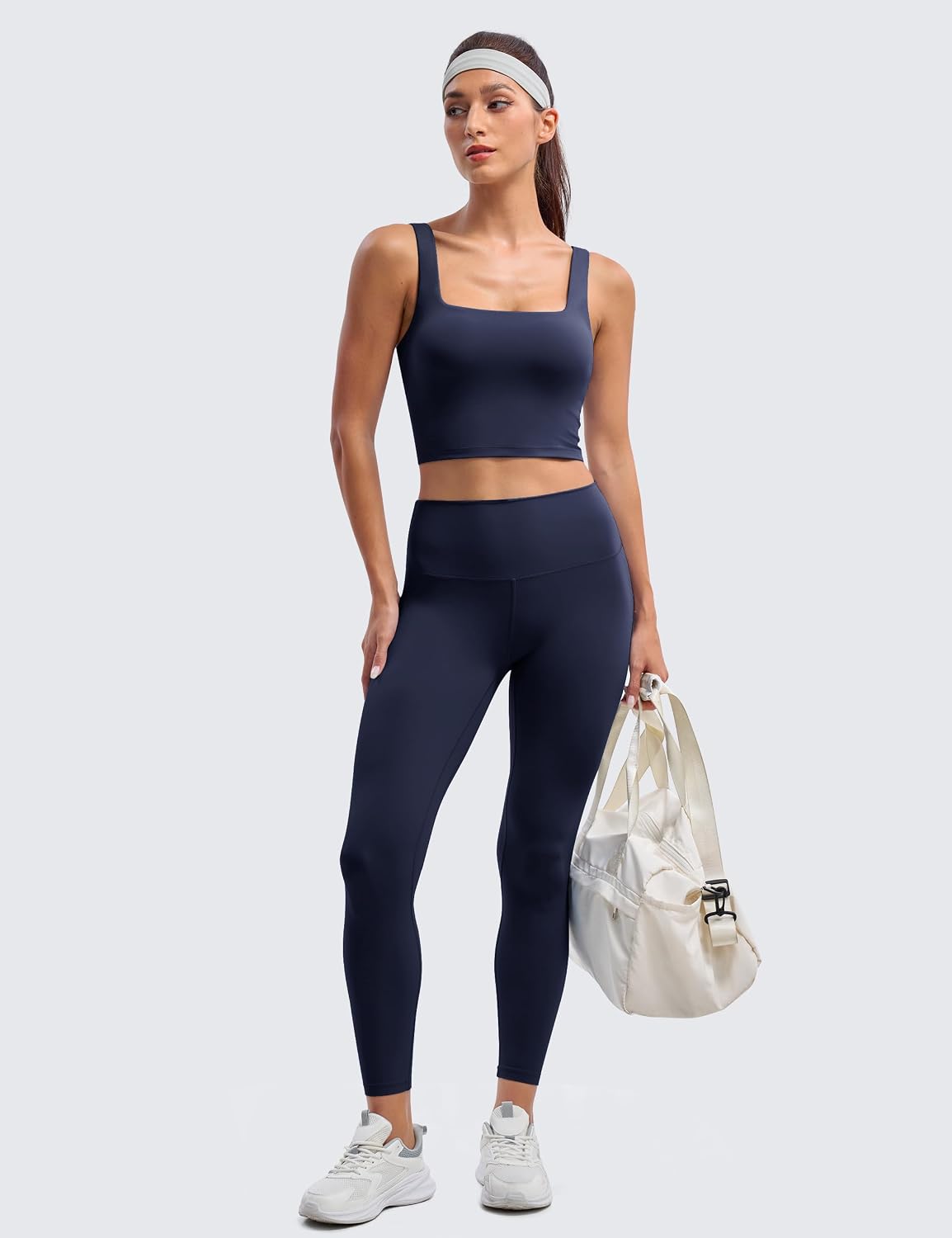 BAYDI Clouduxi Square Neck Sports Bras for Women - Padded Workout Tops with Built-in Bra U Back Gym Yoga Crop Tank Top
