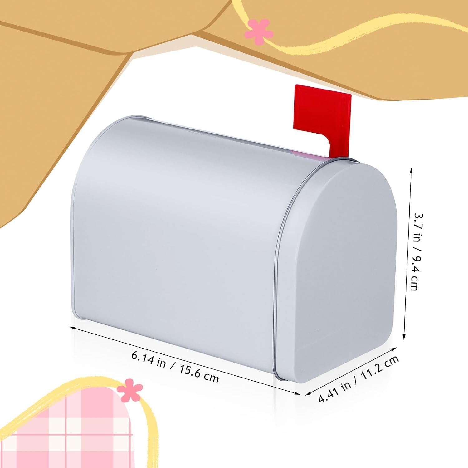 2 Pack Kids Mailbox, 4"x6" Small Tinplate Toy Mailbox for Kids image 2