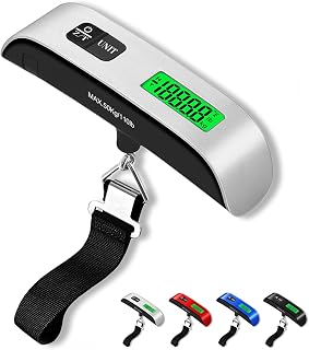 SOYOK 110lb Digital Luggage Scale with LED Backlight, 4 Unit Switching (lb/kg/g/oz), Tare & Overload Alert - Travel Weight Scale for Bags & Packages