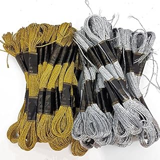 Accessories Attic Metallic Glitter Thread 1mm Shiny Embroidery Decorative Sewing Craft 8 Metres Cross Stitch Cotton Embroidery Thread Sewing Skeins Floss (Silver 6pc)
