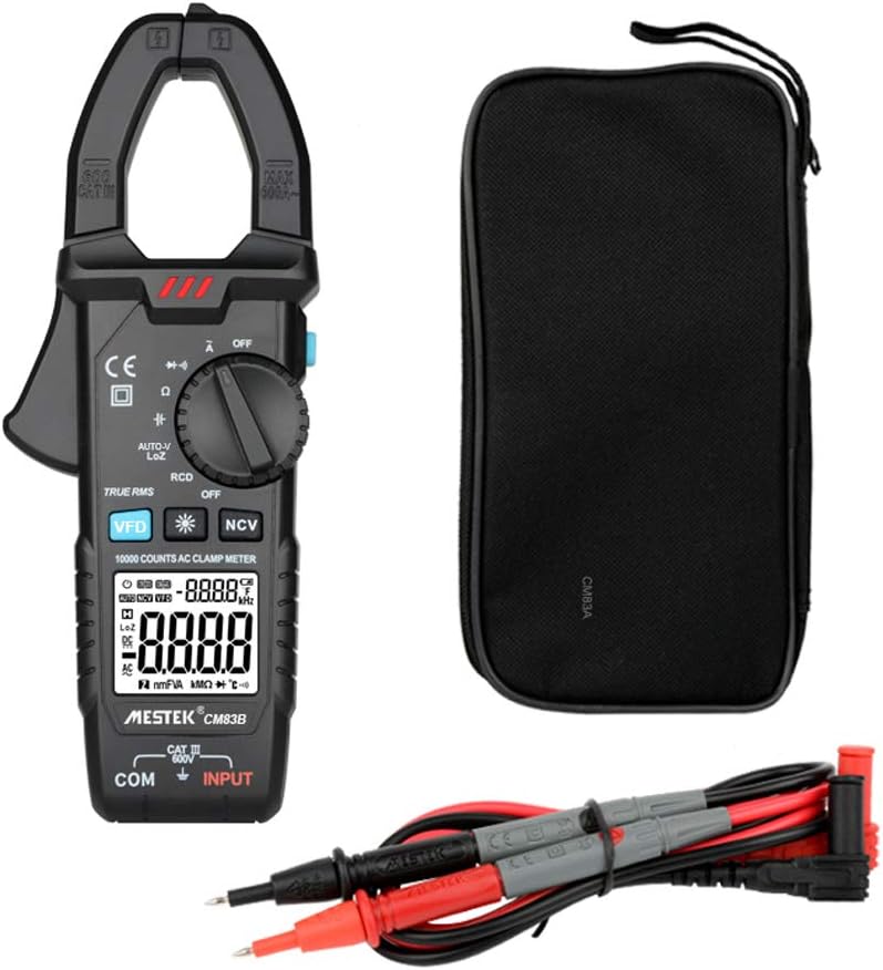 Walmeck Digital Clamp Meter,Digital Clamp Meter 600A AC Current 600V AC/DC Voltage Capacitance Measurement Data Hold Backlight NCV Tester Multimeter