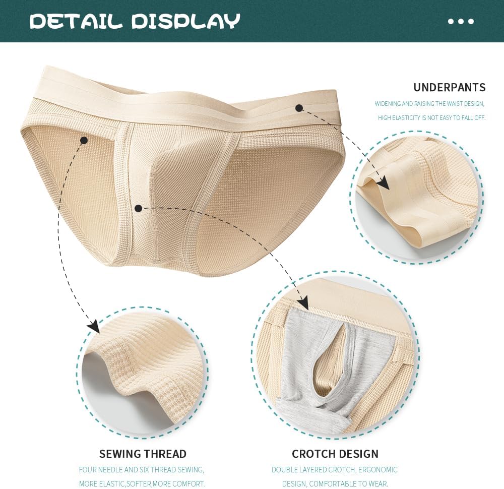 Hgn Men's Cotton Blend Briefs - Breathable Mesh Underwear with Wide Comfort Waistband, 4-Pack Essential for Daily Wear - Image 5