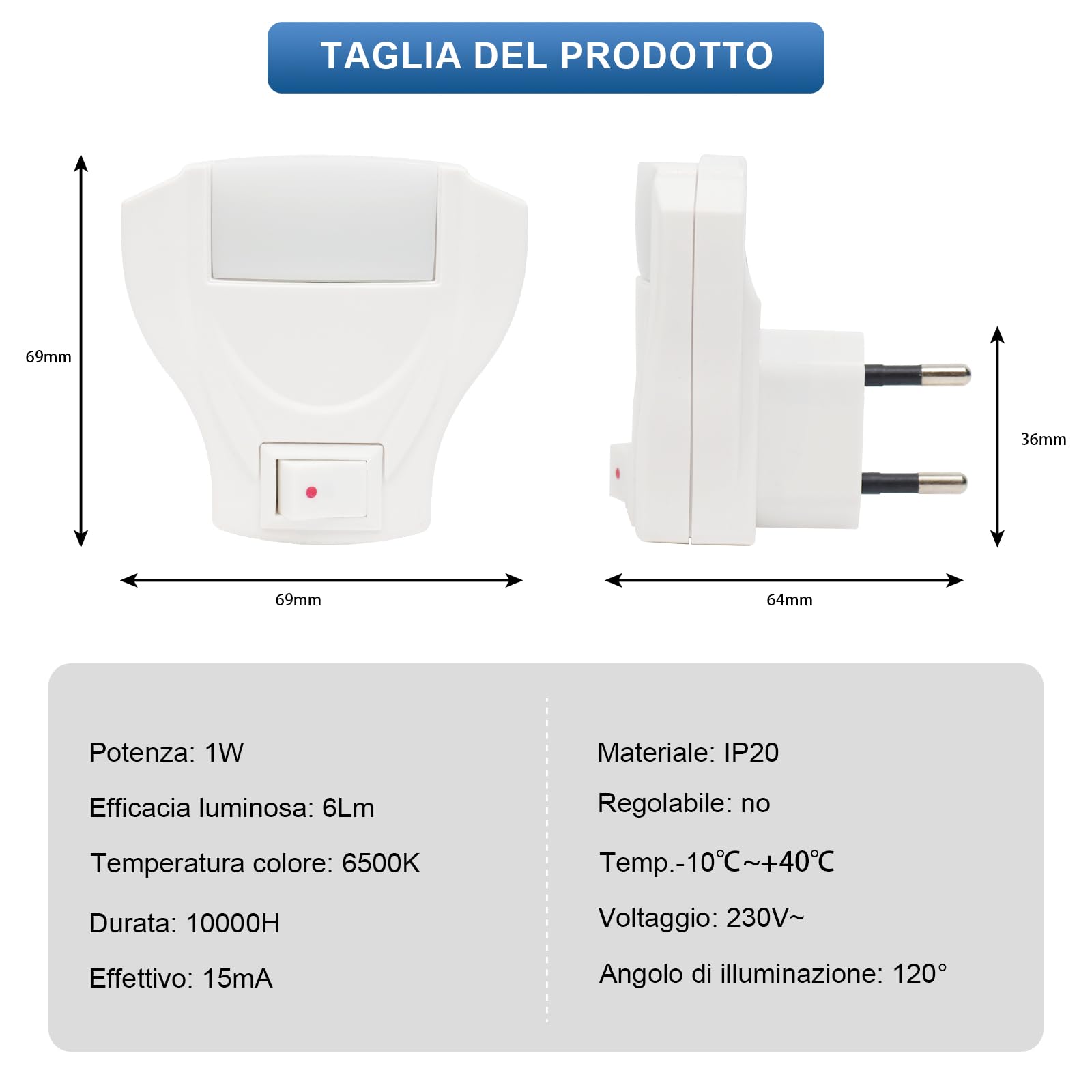 EXTRASTAR Luce Notturna Bambini, 2 Pezzi 6500k Luce Notturna Da Presa, Plug And Play,Sicuro Ed Ecologici,luce Led Lampada Notturna Per Corridoio, Cucina, Scale, Cucina
