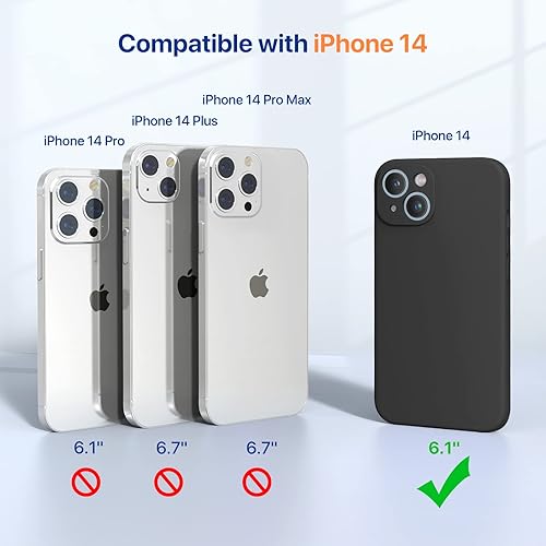 Miniatura 6 de Miracase - Funda diseñada para iPhone 14 de silicona líquida, a prueba de golpes, con protector de pantalla, protección para cámara y forro de