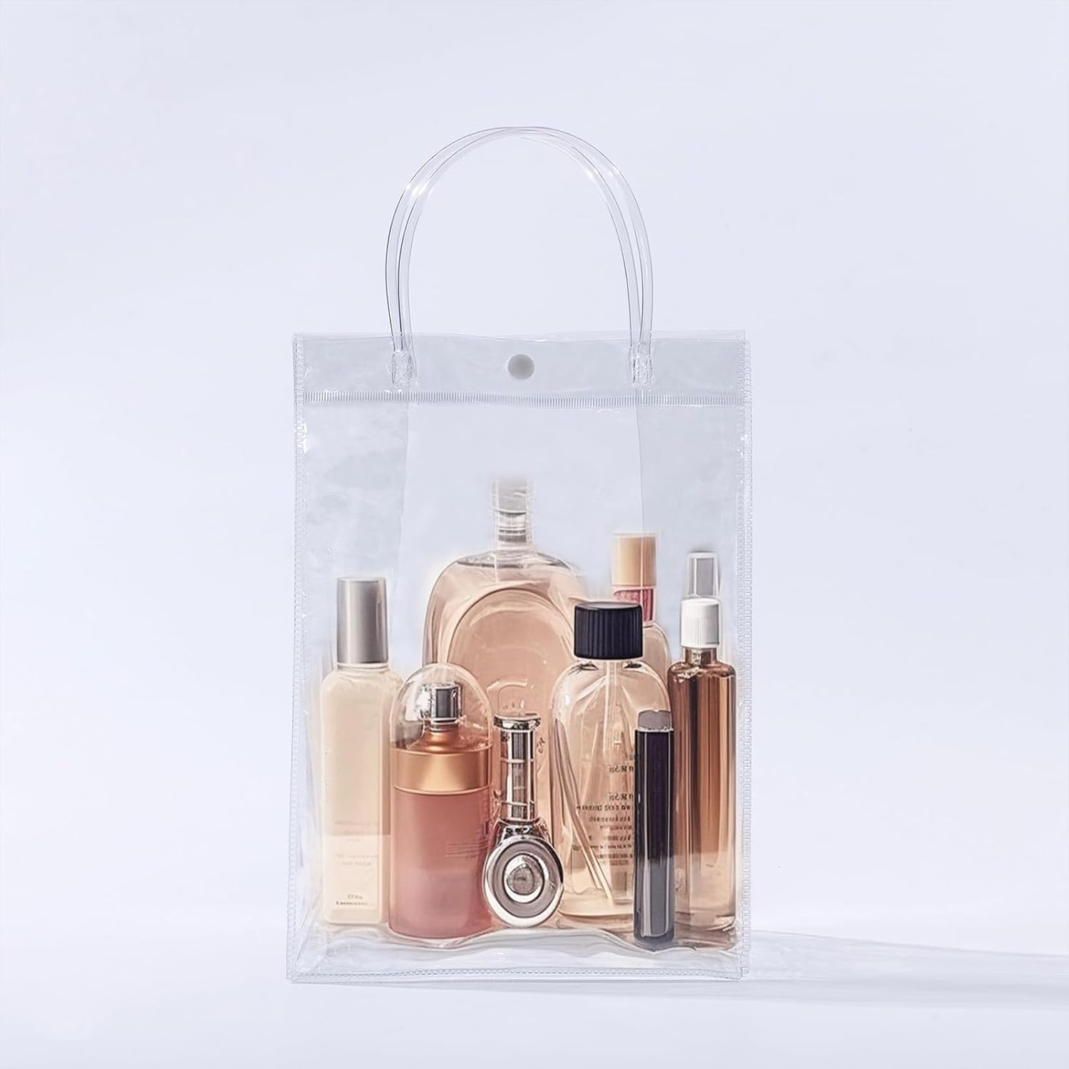 SHIPKEY 10 Pack 7.5”x2.8”x9.1” Small Clear Gift Bags, Transparent Gift Bag with Handles, Waterproof Goody Bags for Candy Perfume Boutique Christmas Gift Wedding Birthday Party Favor (18x7x25cm) - Image 7