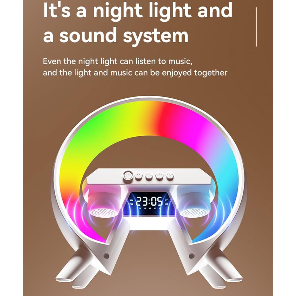 Światło RGB Lampa budzika o wschodzie słońca, bezprzewodowa lampa nastrojowa do ładowania, nocna maszyna dźwiękowa Światło budzenia, inteligentna lampa nastrojowa Głośnik Bluetooth do sypialni Biuro