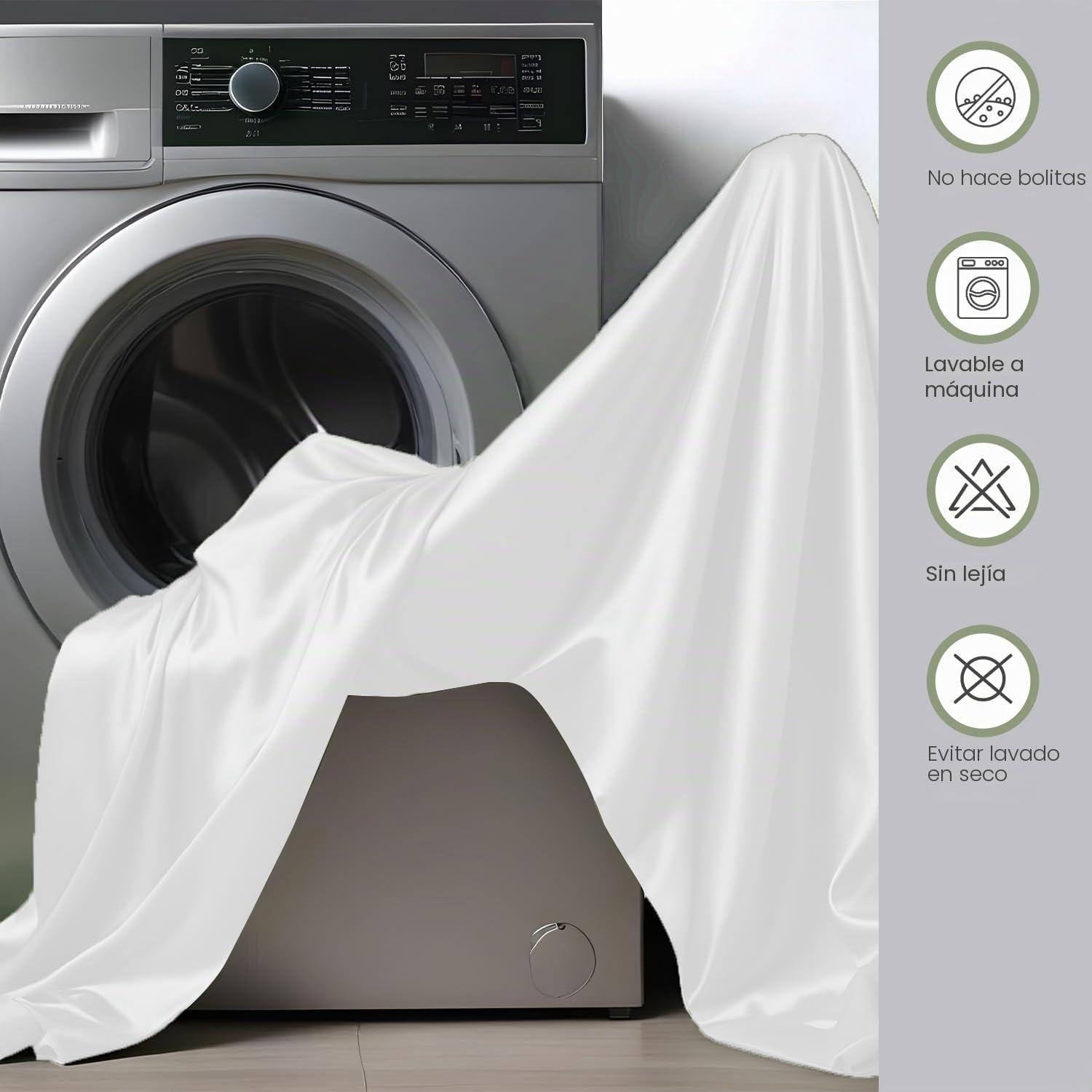 LINENWALAS Juego de ropa de cama de bambú de 4 piezas, sábanas refrescantes de seda vegana con 1 sábana bajera, 1 sábana encimera y 2 fundas de almohada (doble, blanco)