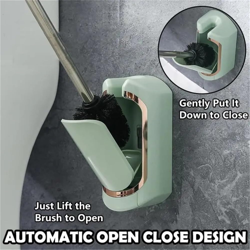 Toilet Brush Household Bathroom Toilet Tools, Wall Mounted Long Handle Brush, with Drain Base Toilet Brush and Holder