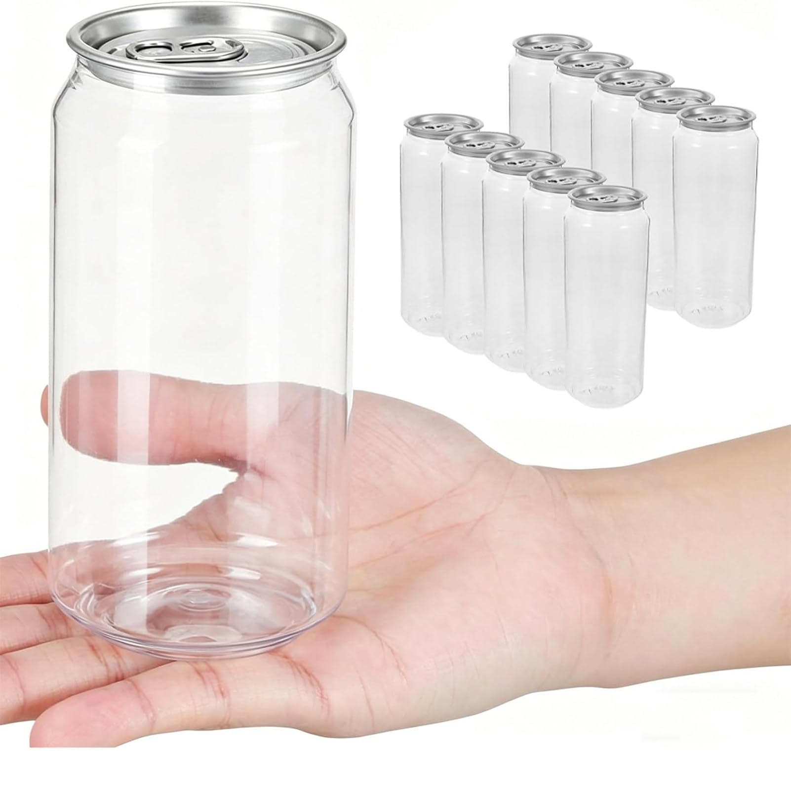 Pnpaea Disposable Plastic Can Sealing Cups with Aluminum Lids,Leak-Proof Juice Bottles,Compatible with Can Sealer Machine,for Smoothies, Boba,Iced Coffee 500ml
