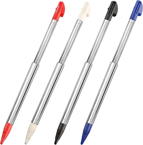 3DS XL - Lápiz capacitivo de repuesto retráctil de metal compatible con Nintendo 3DS XL 4 en 1 Combo Touch Styli Pen Set multicolor para 3DS XL