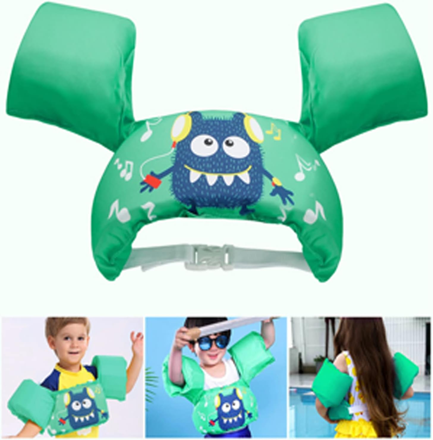 KASTWAVE Arm Band for Kids, Swimming Float Vest, Training Jacket for Girls and Boys 2-6 Years Old - Green for Puddle/Beach, Sports Learning Equipment
