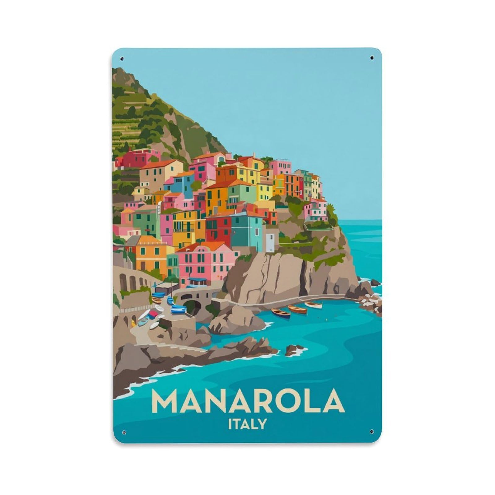Huiyhb 8X12inch(20X30cm) Vintage Travel Manarola Italy Airline Metal Tin Sign