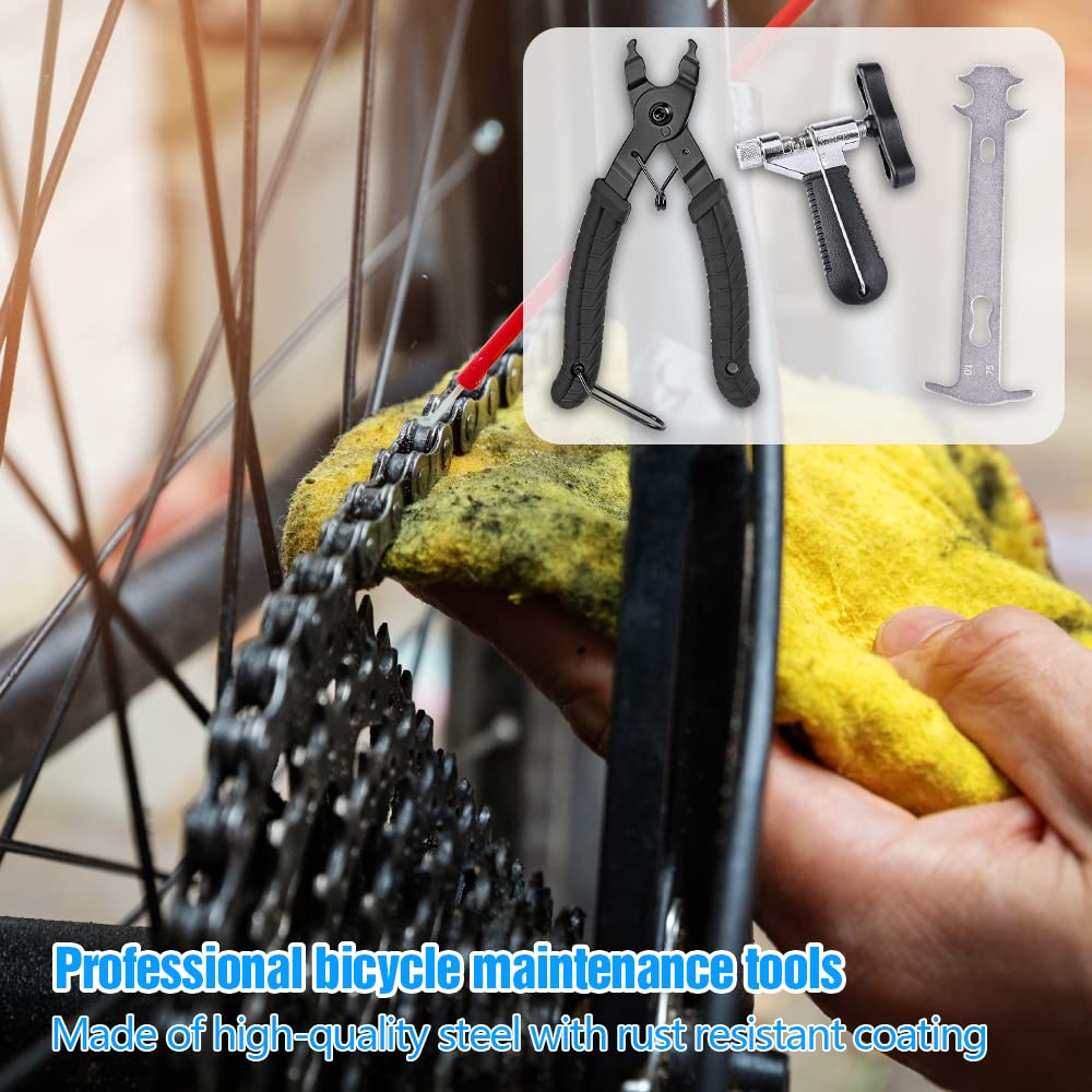 Set di rivetti per bicicletta, catena per bicicletta con pinza per lucchetto a catena, spazzola per