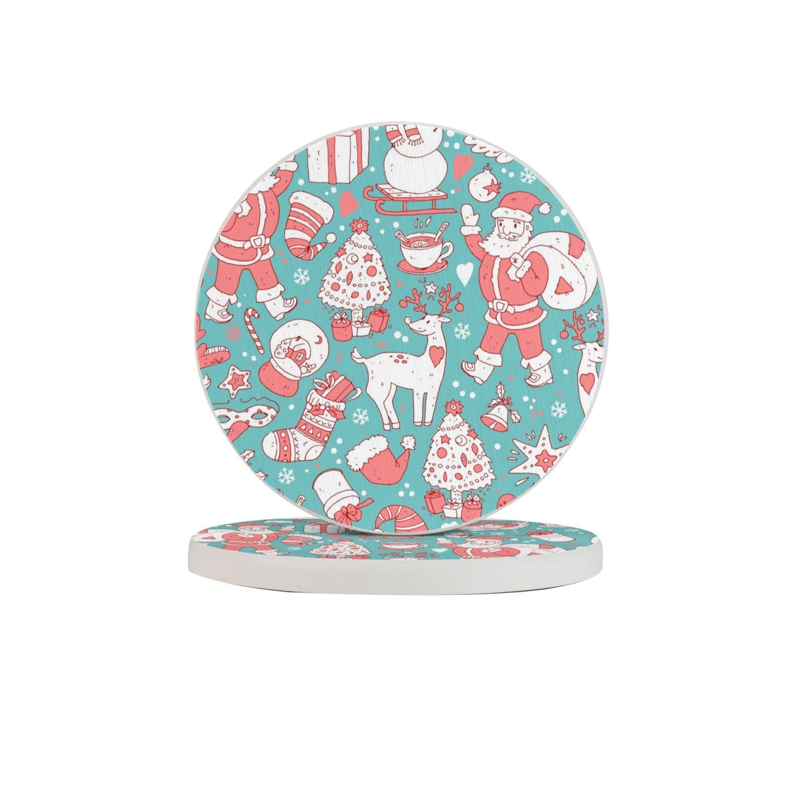 Christmas Snowman Four Pieces Coaster Heat-Resistant Reusable Saucers for Drinks Wine Glasses Plants Cups Mugs