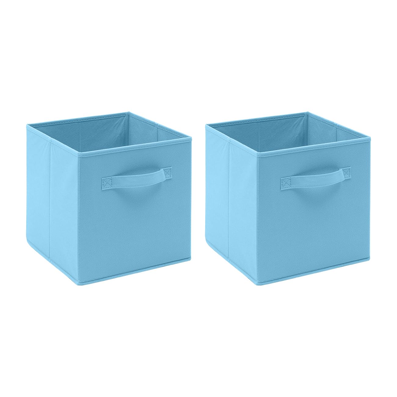 BonChoice Foldable Storage Cubes Boxes with Handle for Home Organization, Fabric Wardrobe Storage Box Organizer Basket Bins for Clothes Toys Towels, Collapsible&Durable (2, Blue)