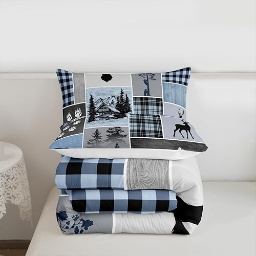 Miniatura 7 de Manfei Juego de edredón de cornamenta de ciervo, tamaño individual, juego de ropa de cama rústica de Navidad con patas de oso para niños, niñas y