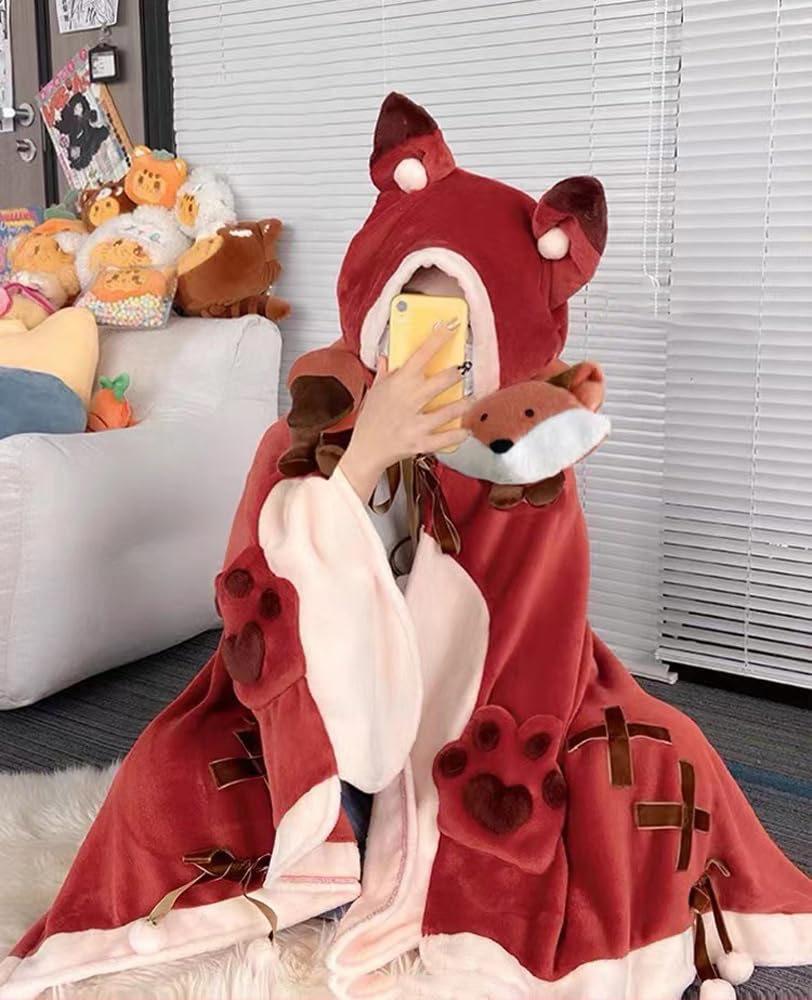 Amazon.co.jp: [osseoca] パジャマ フード付き狐ポンチョ ルーム