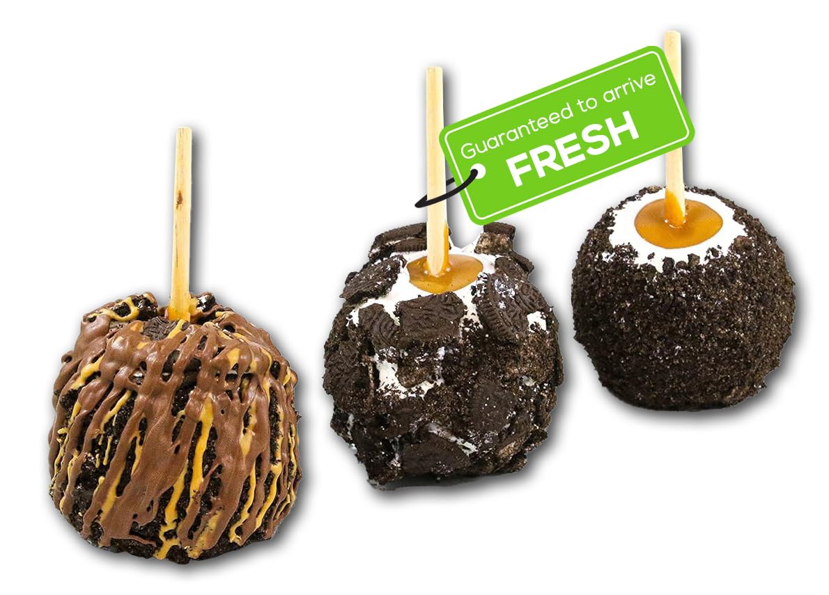 US Sweets Caramel Apple 3 Pack - Caramel Granny Smith Apples Dipped in Chocolate | Candied Apples | Delicious Gift | Handmade in Small Batches | Guaranteed to Arrive Fresh