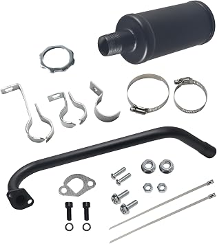 212cc Long Exhaust Pipe with Muffler Fit for Predator 224cc 196cc Mini Bike Coleman CT200U BT200X CT200U-EX Baja Warrior MB200 Axis M200 GX200 6.5hp Clone Engine KT196 Go Kart Parts