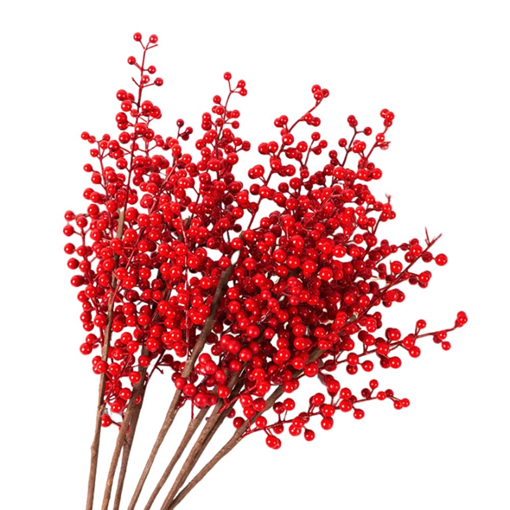 Amazon｜DIFEIUKI レッドベリー 造花 10本セット クリスマスベリー