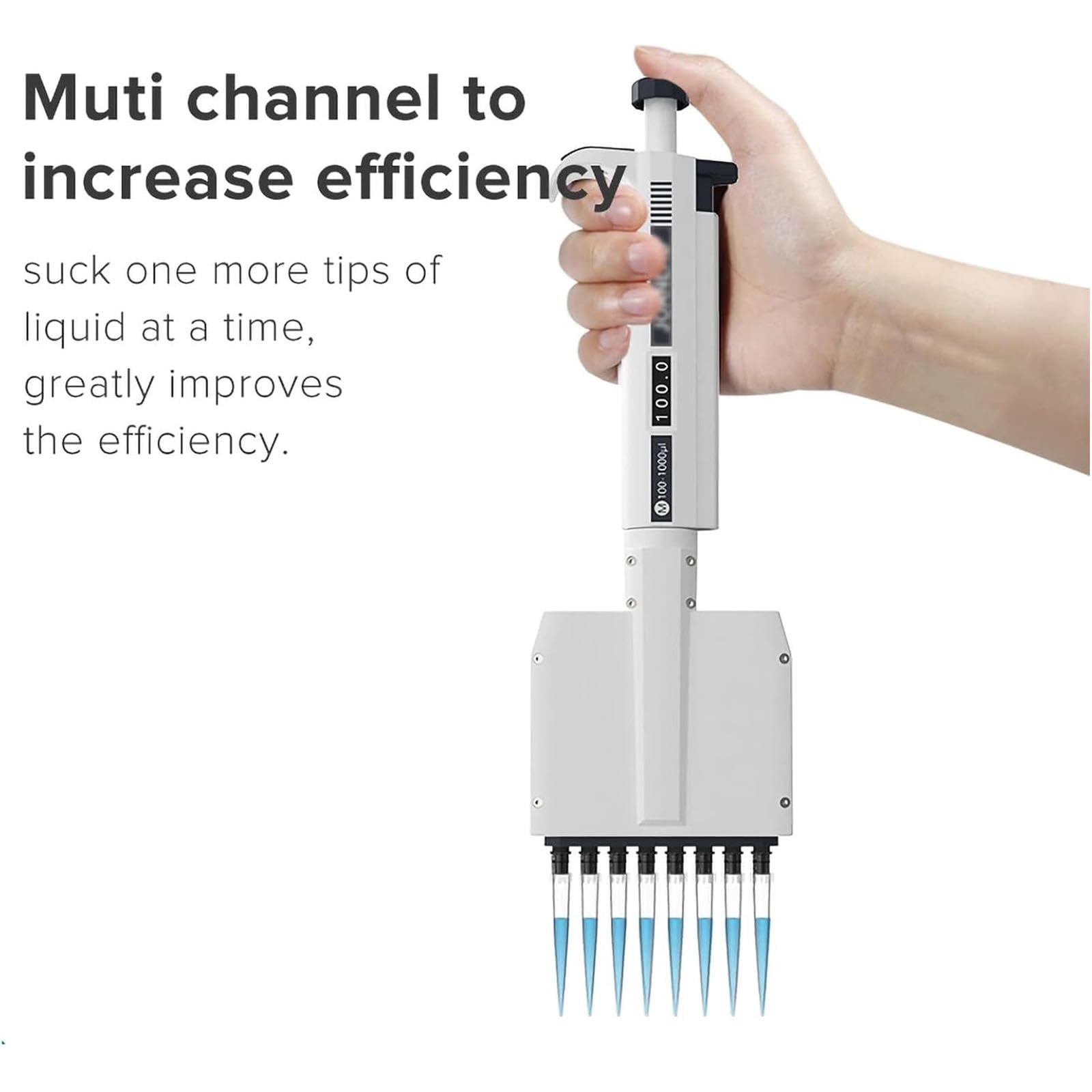 Mehrkanal-Pipettier-Controller, 8-Kanal-Pipette, 0,5 Ul-300 Ul Volumenbereich, Präzise Mehrkanal-Probenahme, Manuell Digital Einstellbare Mikropipette,5-50ul