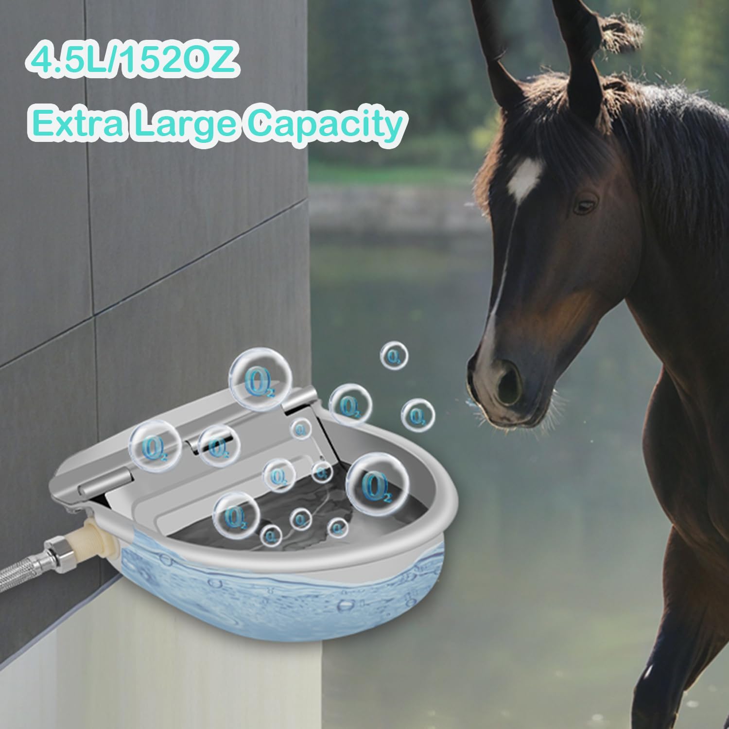 Automatic Horse Waterer,304 Stainless Steel Automatic Water Bowl for Dogs with Float Valve,for Horse,Dog, Goat,Pig,Chicken,Cow,152 OZ Extra Large 4.5L Cow Drinking Water Bowl