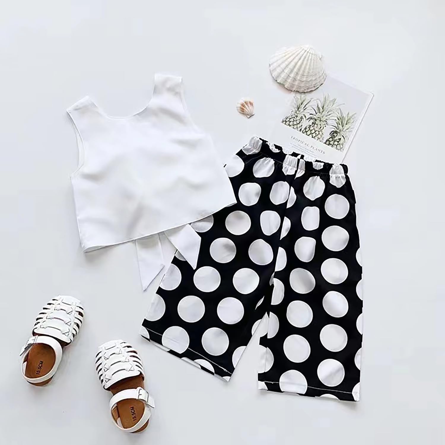 Baby-Mädchen-Outfit-Set, zweiteilig, ärmellos, bauchfrei, rückenfrei, Pumphose, Größe 6 - 6 Jahre