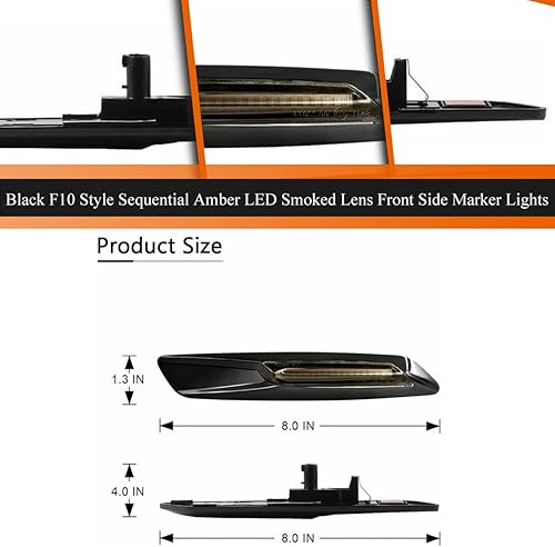 Miniatura 3 de ADIIL Negro F10 estilo ahumado lente delantera Fender secuencial ámbar LED señal de giro lámpara de marcador lateral luces asamblea para BMW 1 3 5