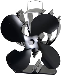 Ventilador de estufa de 4 cuchillas para leña/quemador de troncos/chimenea aumenta un 80% más de aire caliente que 2 cuchi...
