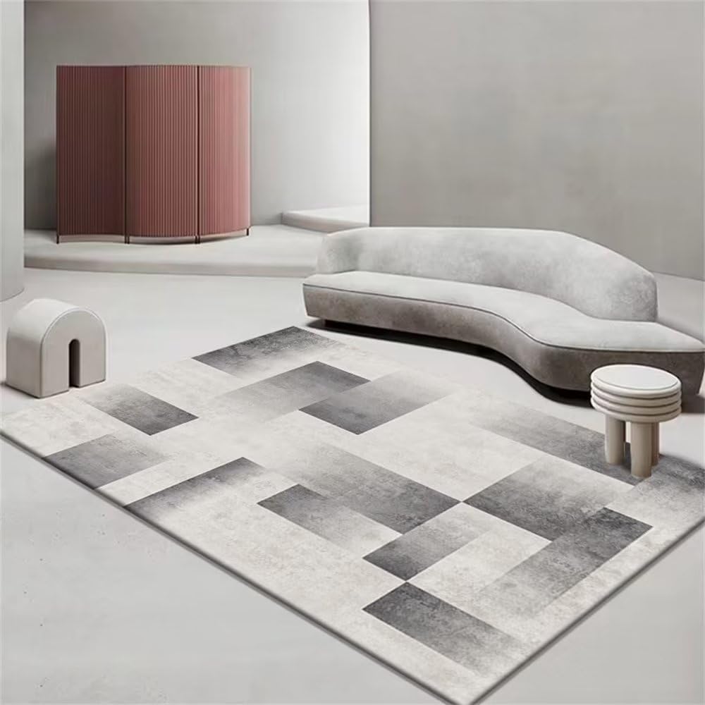 Tapis design salon gris resistant moquette sol chambre bebe fille 160x230
