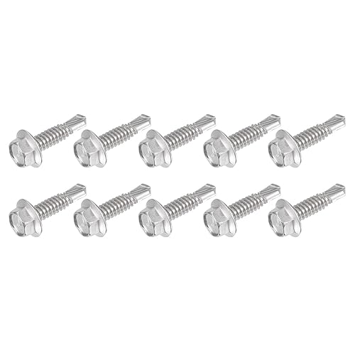 Miniatura 6 de METALLIXITY Tornillos autoperforantes para arandela hexagonal (#12 x 58 pulgadas), 25 unidades, acero inoxidable 410 tornillos de rosca hexagonales