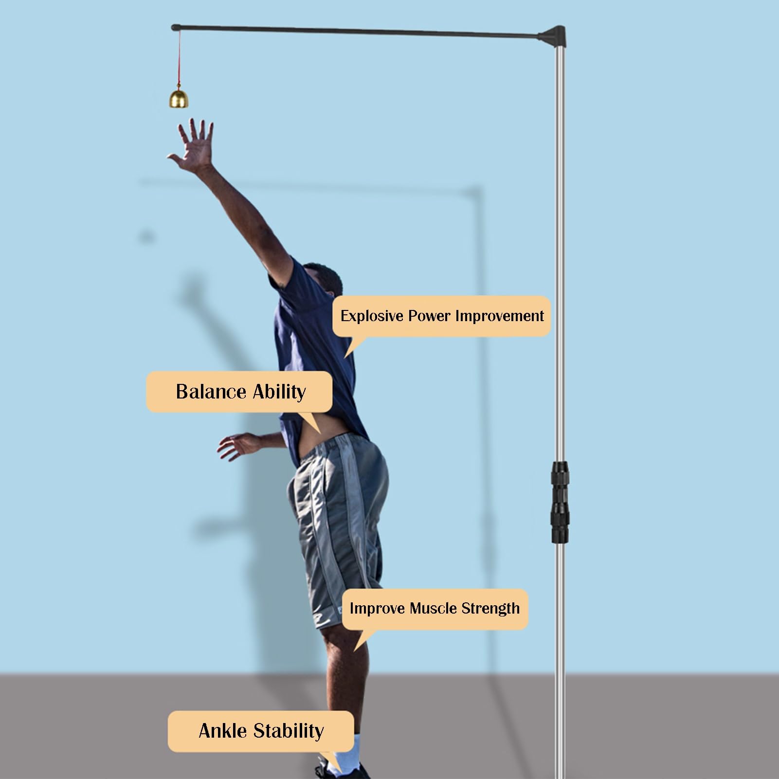 Comprobador De Salto Vertical, Herramienta De Entrenamiento De Salto Vertical Ajustable De 120 A 380 Cm, For Adultos Y Adolescentes, Herramientas De Medición De Salto De Voleibol Y Baloncesto