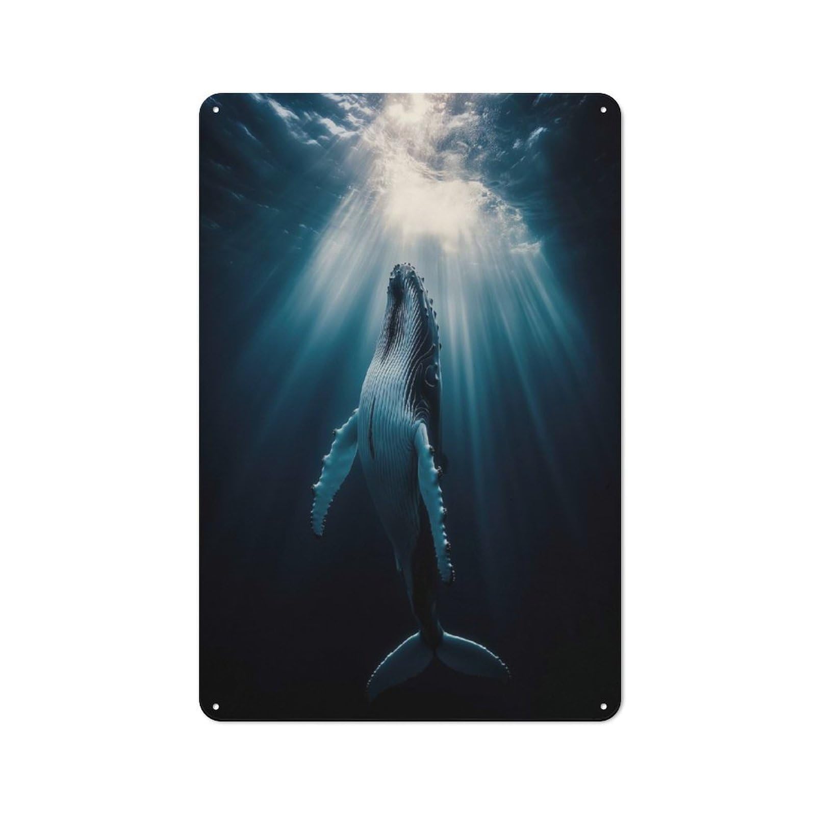 Junmoney Humpback Whale Underwater Retro Metal Sign 30X20cm For Lounge Or Reading Corner, For An Autumn Wall Display In Lounge And Reading Corner