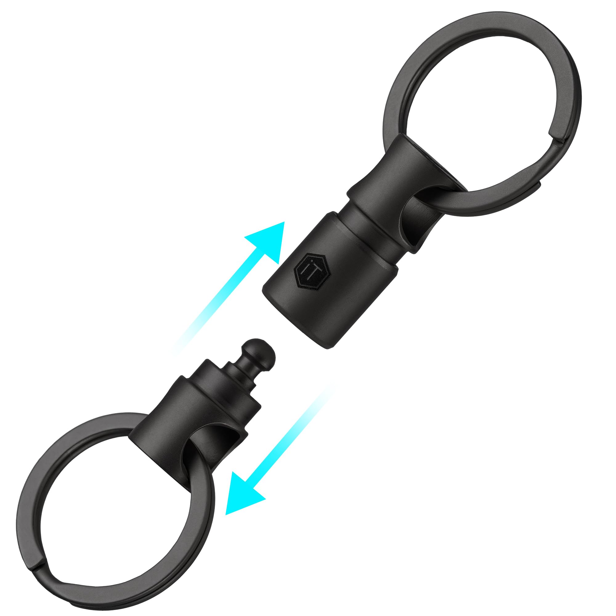 Keyunity Men's Ka24-Black-1*Connector+2 * Keyring Detachable Key Ring Connector,Double-End 360°Keychain Titanium Rotatable,Key Organizer Linker For Carabiner For Car,Home,Accessories(Ka24bk)