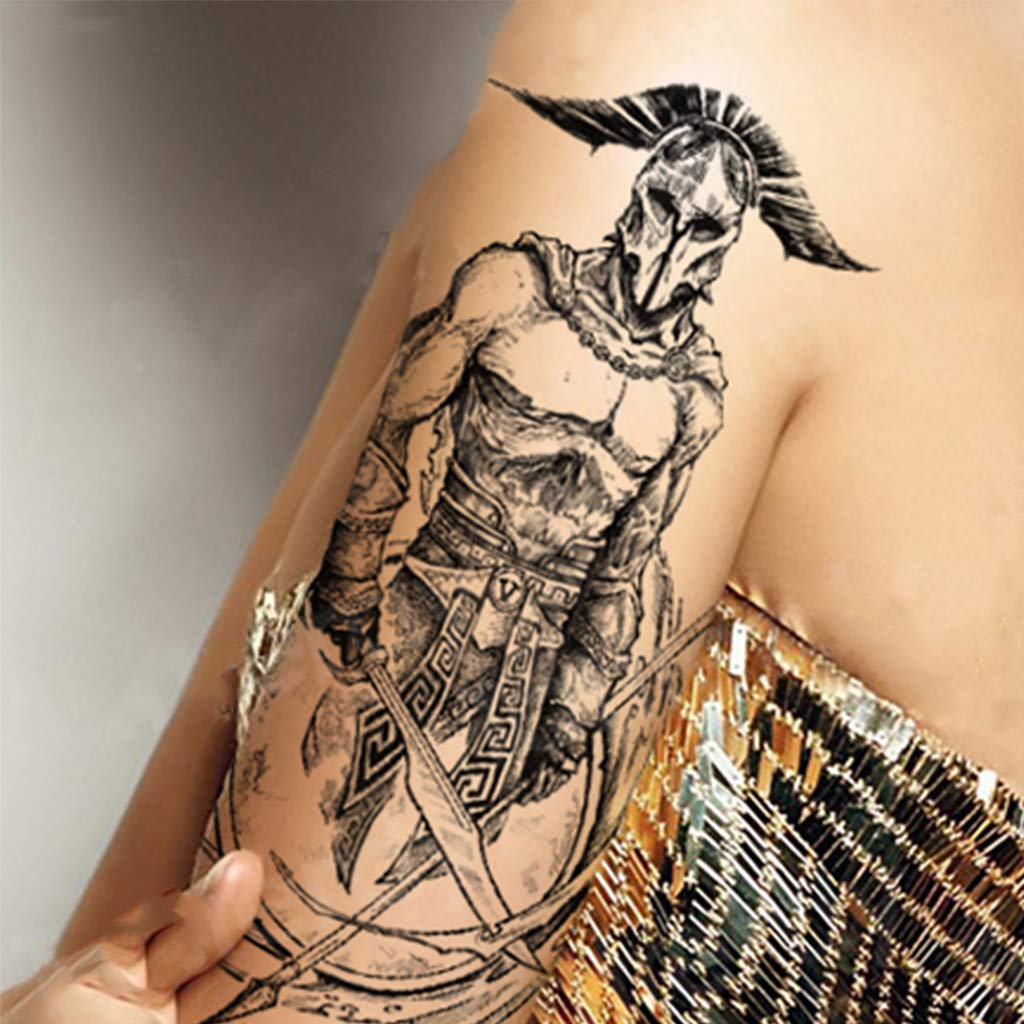 CARGEN 8 Sheets Warrior Tattoos Temporary Soldier Tattoo Tatuajes Temporales Men great Body Art Stickers Realistic Extra Fake Tattoos