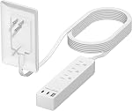 LIDER Flat-Face Extendeur de sortie avec 3 Réceptacles, plaque murale ultra-mince Plug avec extendeur de cordon et 3-Outlet Bande de puissance, 3ft Cord, LWE3-315-W, ETL-Listé, Blanc