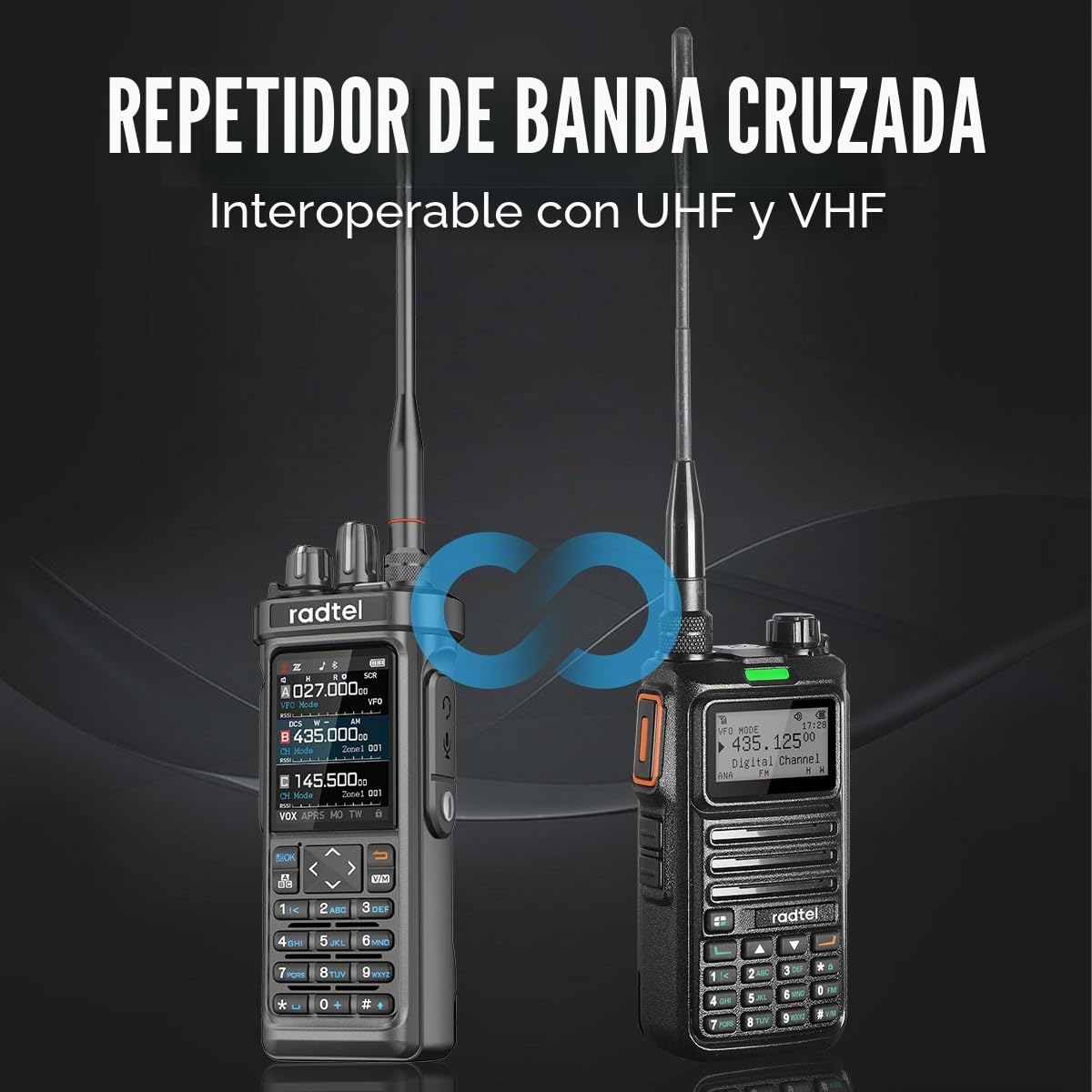 Radioaficionado Radtel RT-950 Pro GPS/APRS, walkie-Talkie portátil de Largo Alcance de 10 W, programación por aplicación Bluetooth (con Cable de programación y batería Adicional)