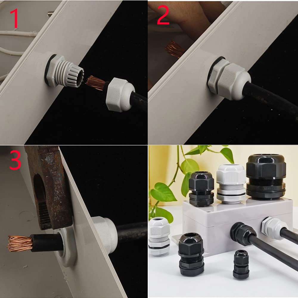 Gebildet 30Piezas IP68 Impermeable Conectores de Cable, PG11 Glándulas de Cable con Ajustables Juntas, Prueba de Agua de 5-10mm Plastico Gland Conectores, M18 x 1.5 (Blanco)