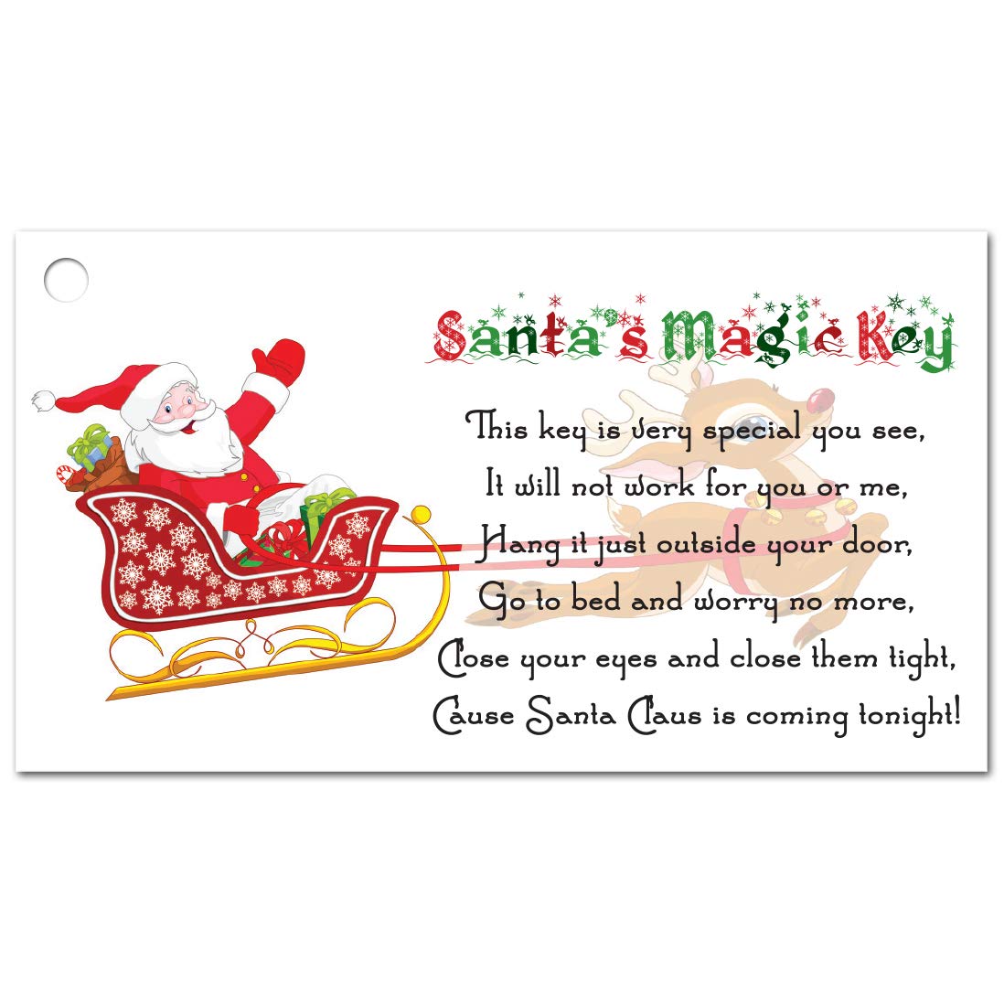 Santas Magic Key Tags Labels for Funny Christmas Kids Activity and Schools, DIY Xmas Stocking fillers Santa's Key (100)
