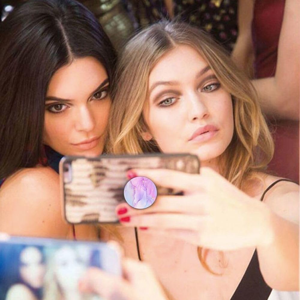 (6 Pack) Collapsible Cell Phone Grip for Smartphones,Expanding Cellphone Holder for Phone - Pink Purple Gray Marble - Image 6