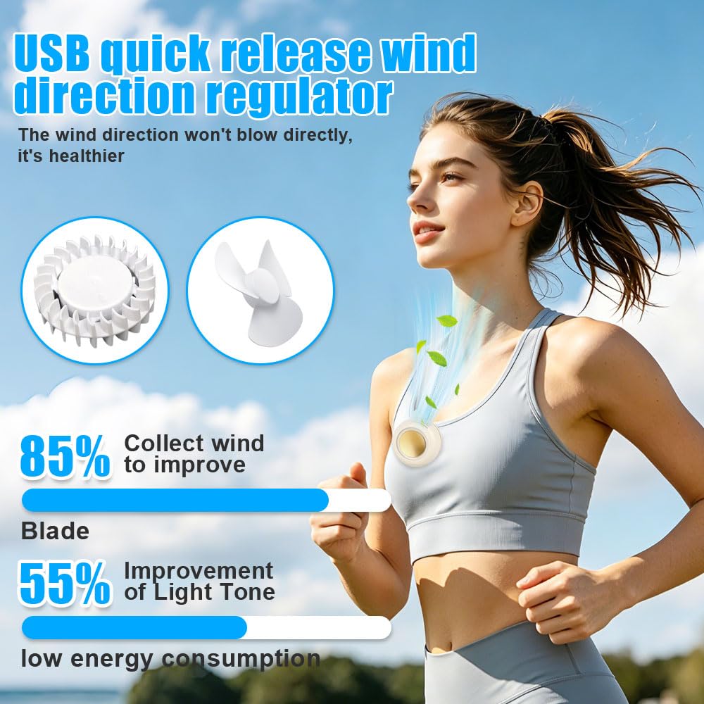 Mineup Mini Ventilatore Elettrico Portatile Silenzioso Senza Pale, 3 Velocità Mini Senza Pale Con Clip, Ventilatore Portatile Silenzioso, Ventilator Personale Rinfrescante Per Ufficio Viaggi Campeggio