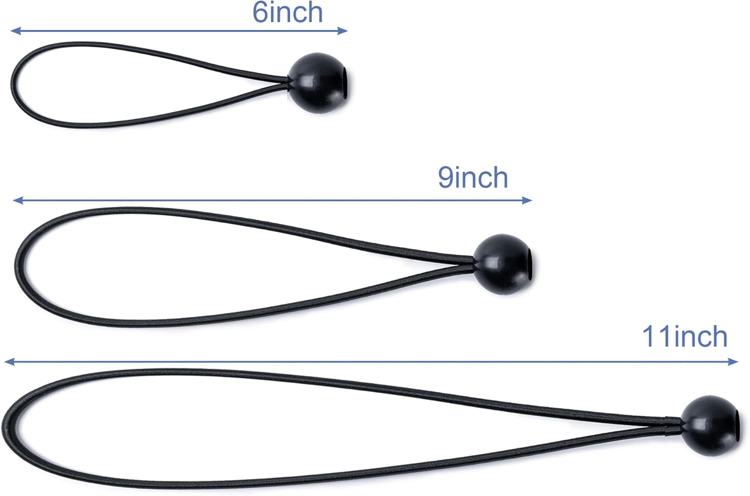 30 Pack Ball Bungee Cord, 9 Inch Heavy Duty Bungie Cord Balls Canopy Tarp Tie Down Bungee Balls for Camping, Tents, Cargo,Holding Wire and Hoses, Patio Umbrellas, Awning (Black)