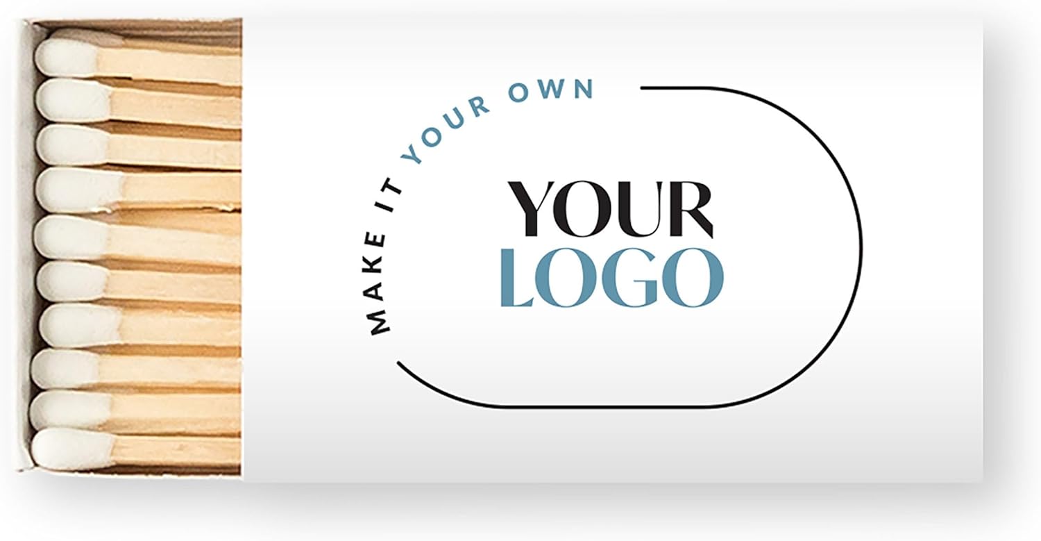 Weddingstar Matchboxes with Custom Printed Stickers for Wedding or Event - Upload Your Own Design - Pack of 50 Black