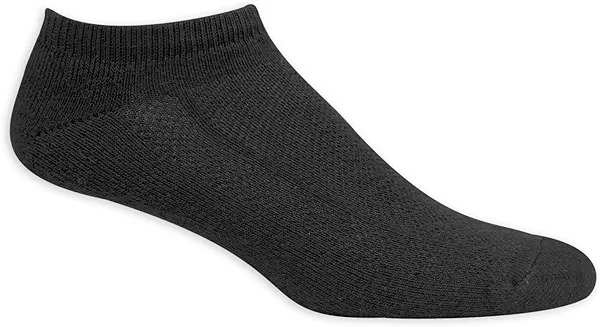 Fruit of the Loom Men's 6-Pair Half Cushion Breathable No Show Socks, Black, Shoe Size: 6-12 (Large)