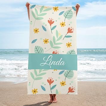 Personalized Beach Towel with Name,Custom Bath Towel Floras Pattern Microfiber Beach Blanket Mat 3060 inches Floras 8
